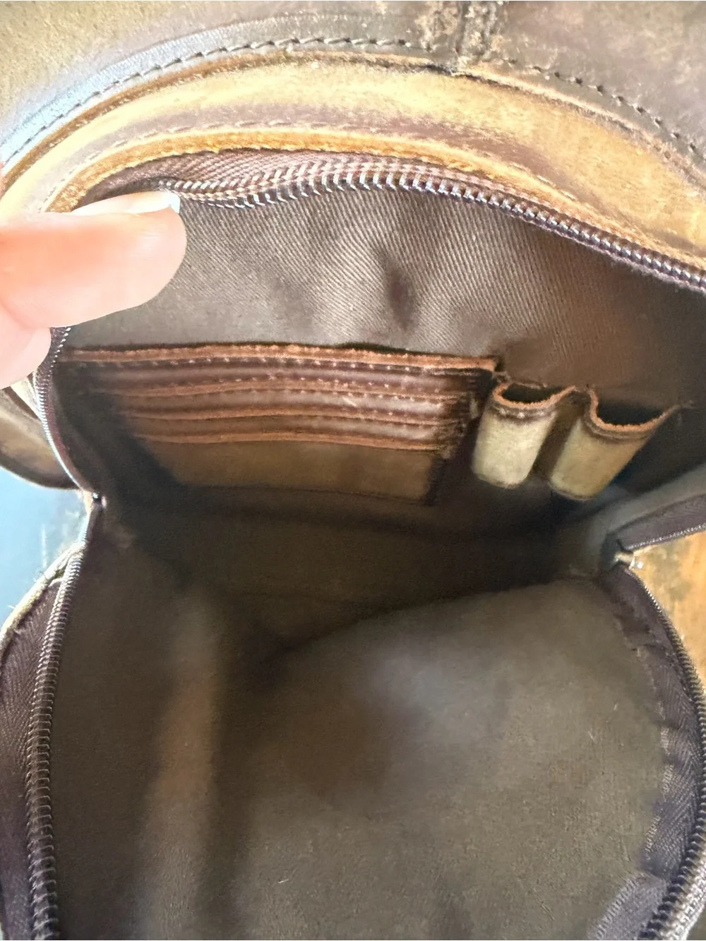 STS Ranchwear Brown Leather and Brown/White Cowhide Mini Backpack